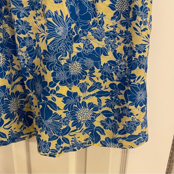 J. Crew Sleeveless Ruffle Trim Top in Blue Floral Small - Picture 4 of 7